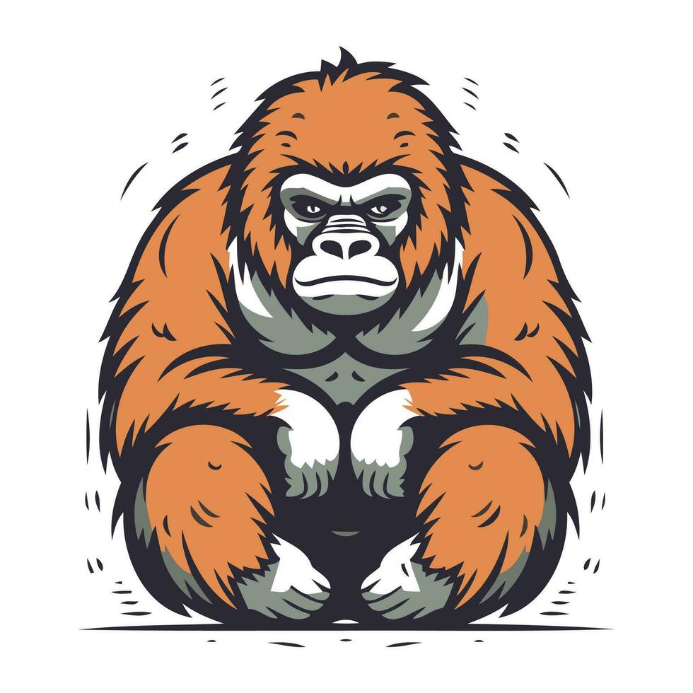 Gorilla isolated on white background. Vector illustration for your design