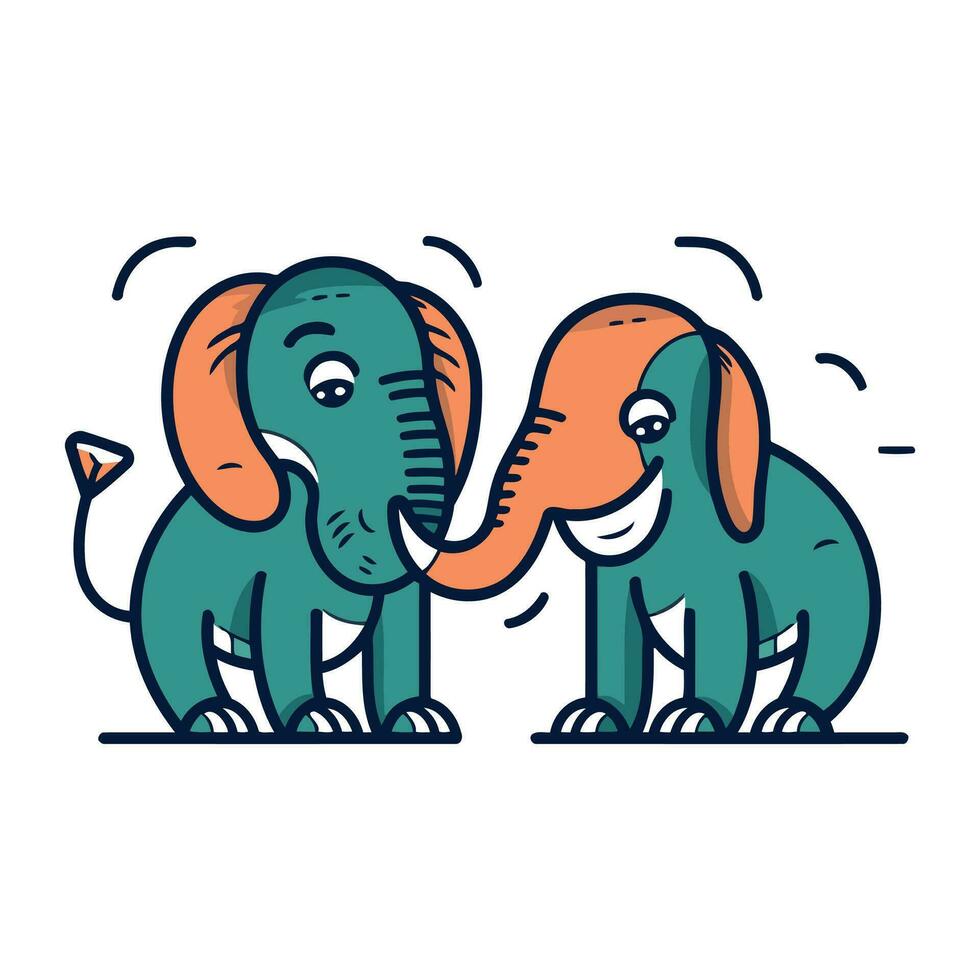 Elephant couple. Vector illustration of cute elephant couple in love.