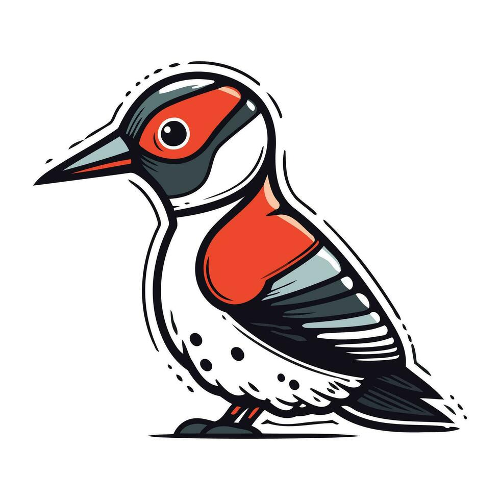 pájaro carpintero pájaro aislado en blanco antecedentes. mano dibujado vector ilustración.