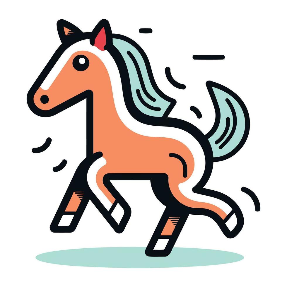 corriendo caballo. aislado en blanco antecedentes. vector ilustración en plano estilo.