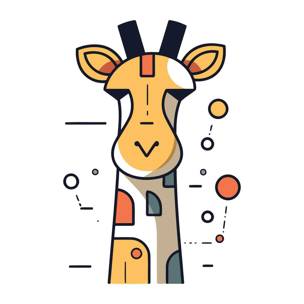 jirafa cabeza plano línea icono. vector ilustración. eps 10