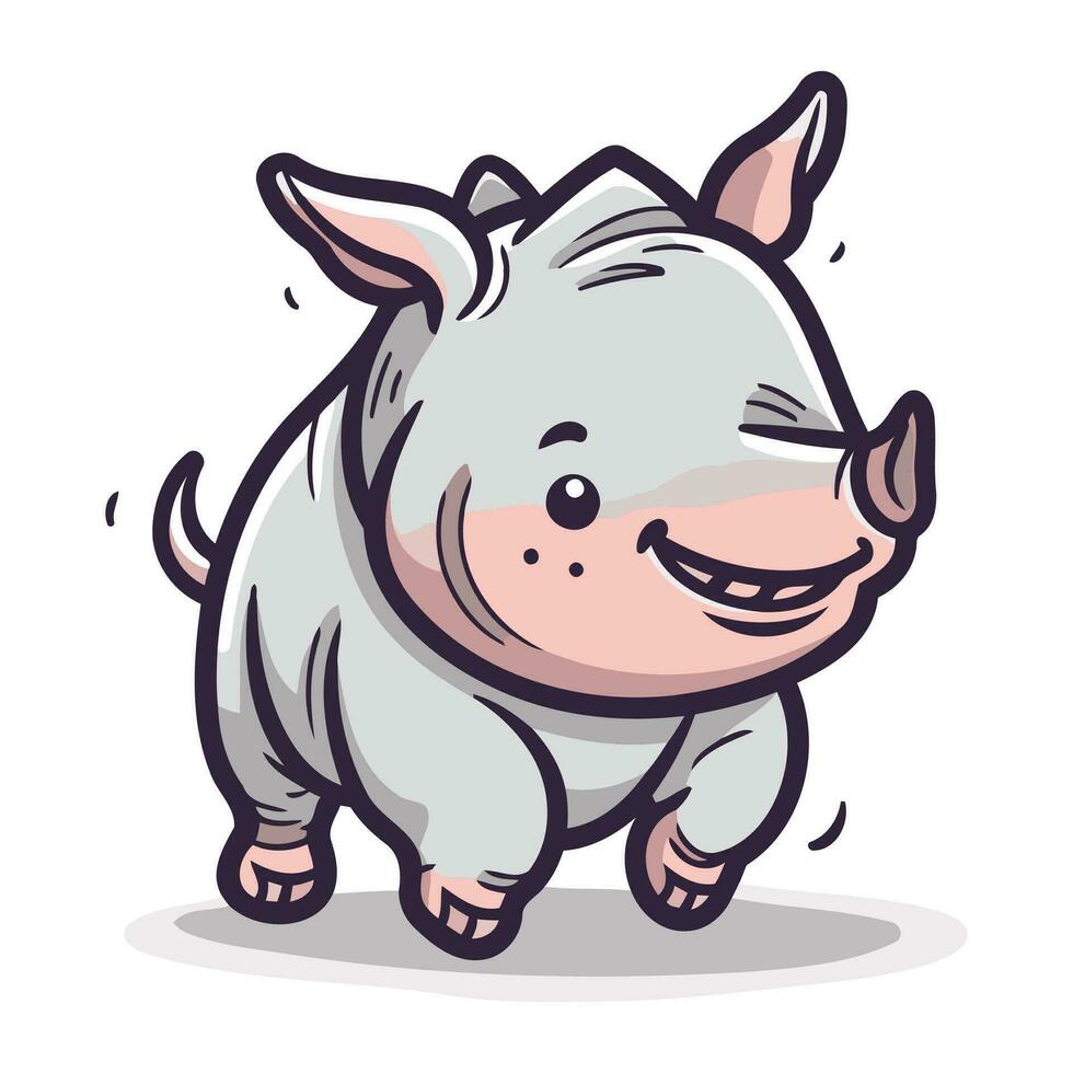 linda rinoceronte dibujos animados. vector ilustración de un linda rinoceronte.