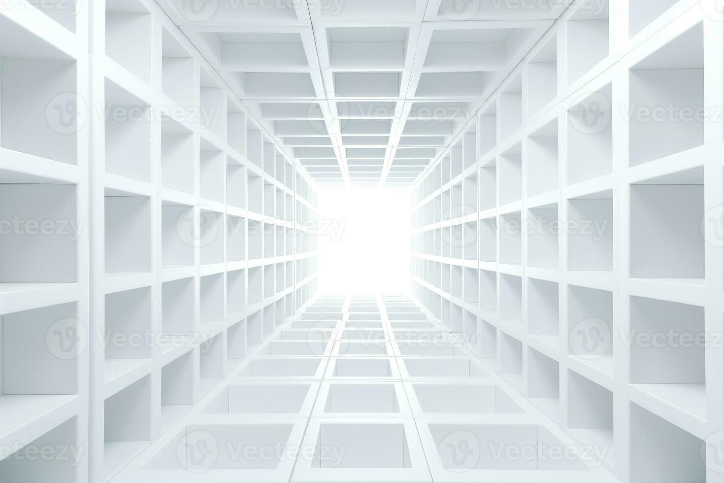 Abstract futuristic architecture background, Minimal technology white backdrop, Generative AI photo