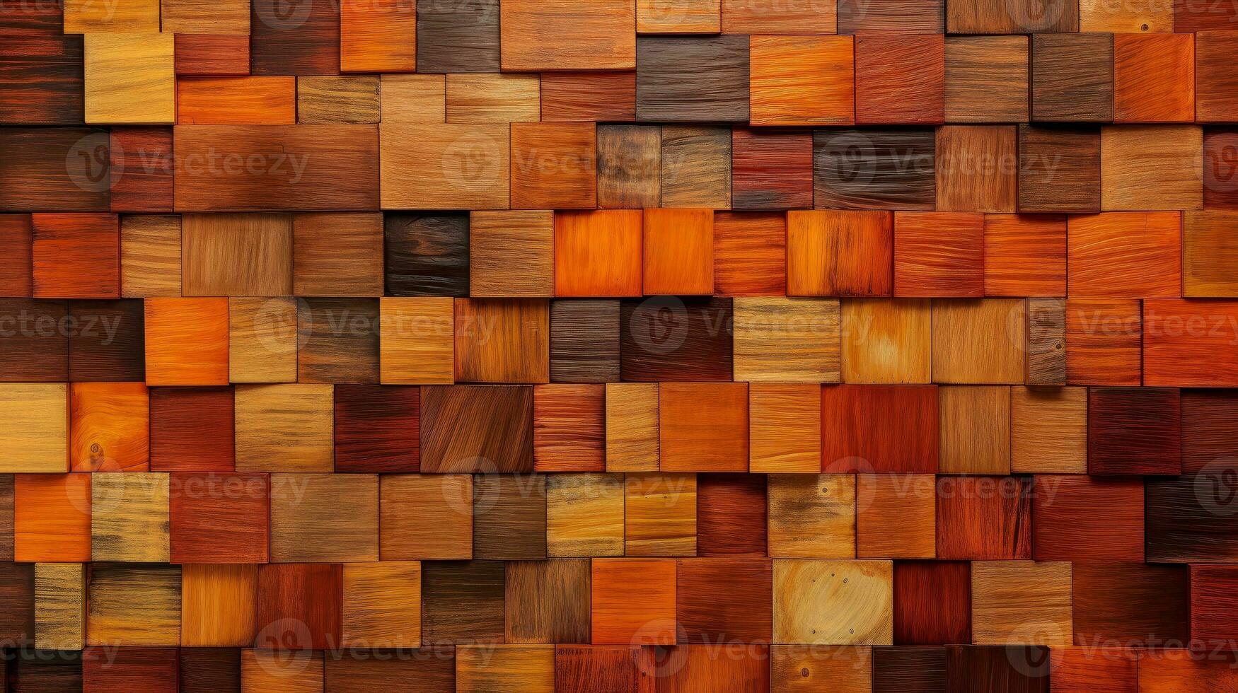 Wood marquetry wall parquet, abstract pattern background, Generative AI photo