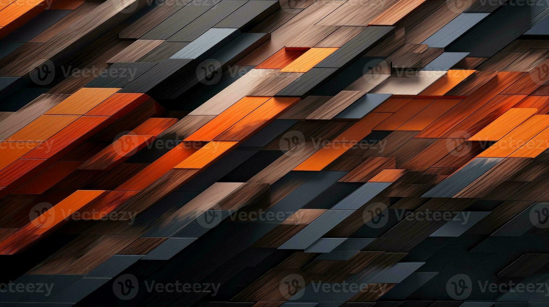 Wood marquetry wall parquet, abstract pattern background, Generative AI photo