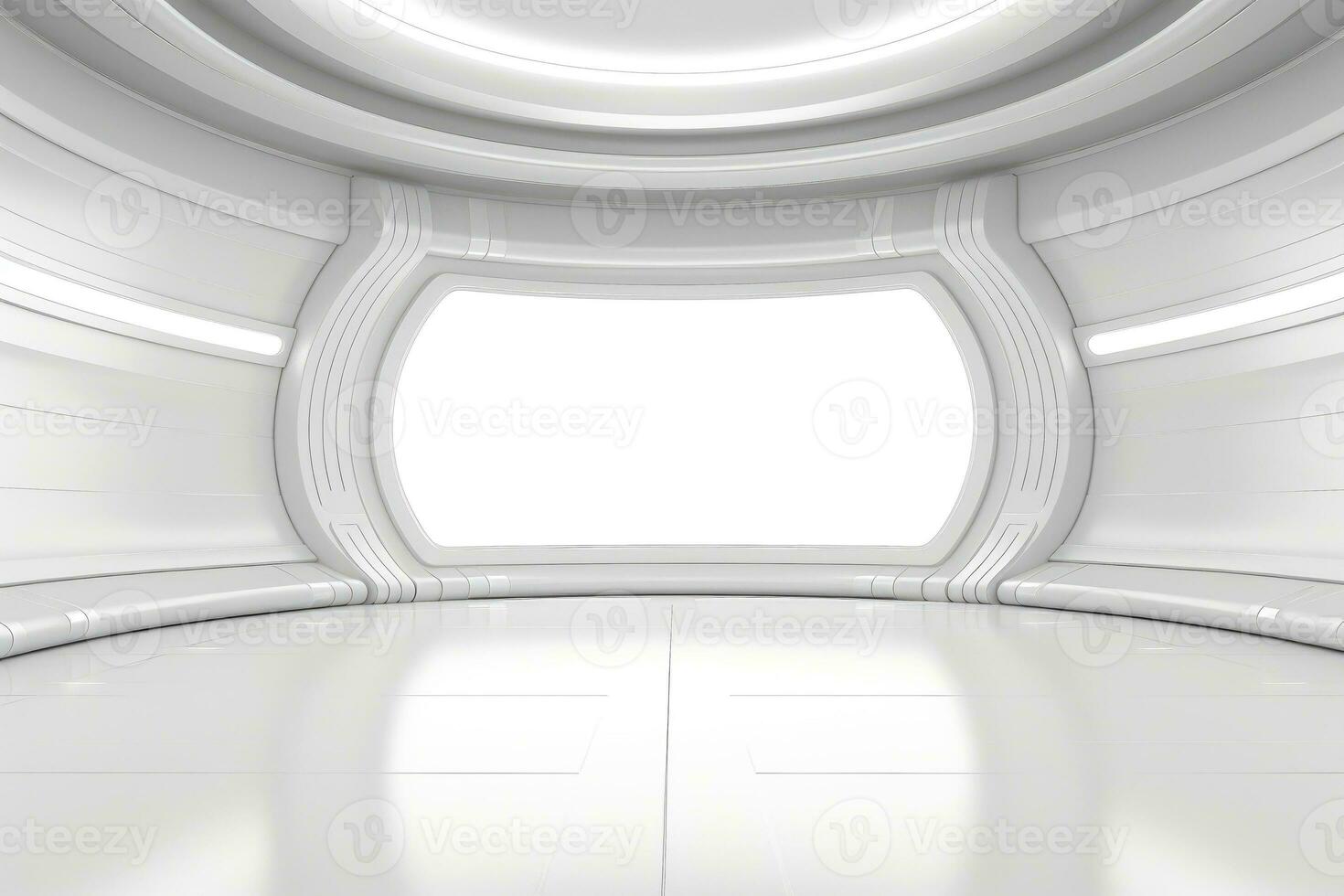 Abstract futuristic architecture background, Minimal technology white backdrop, Generative AI photo