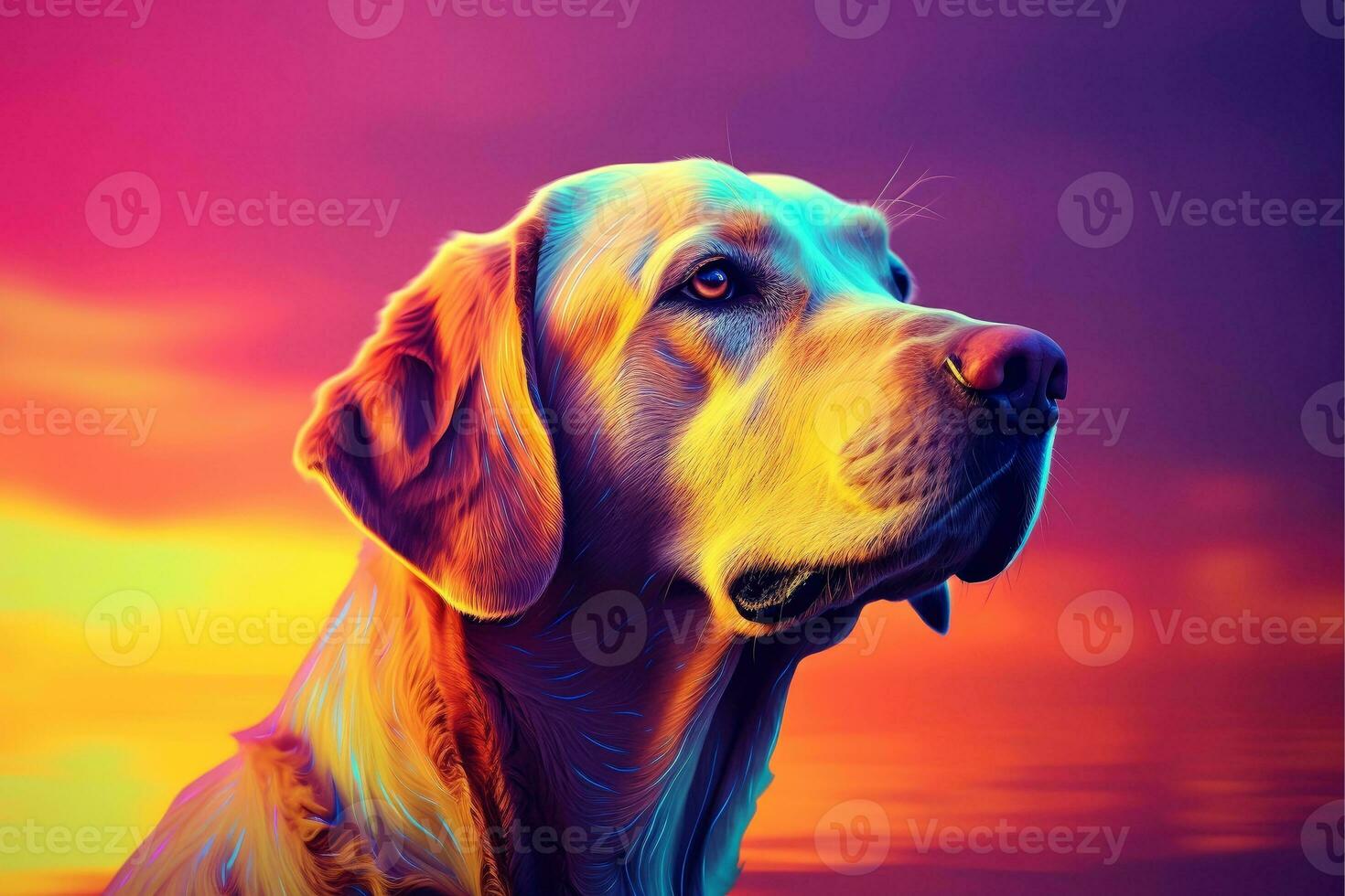 Close-up of cute dog with beautiful bokeh background, Generative AI photo