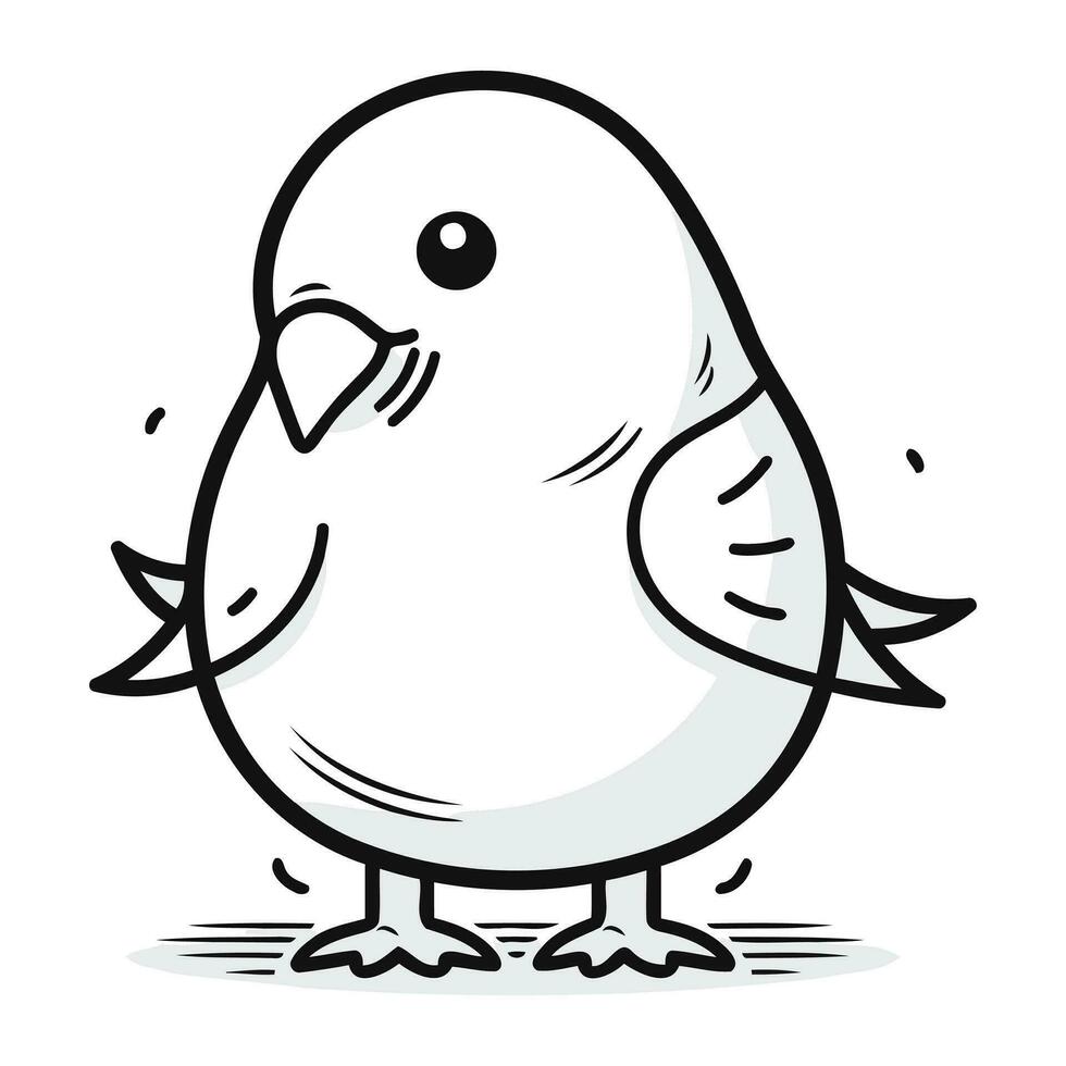 Pigeon doodle vector illustration. Cute cartoon character.