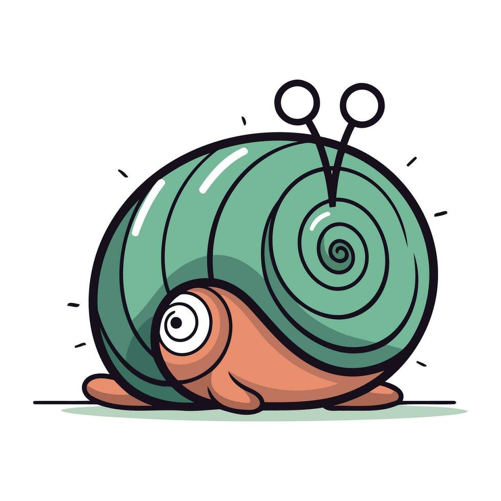 Cute cartoon snail. Vector illustration. Isolated on white background.