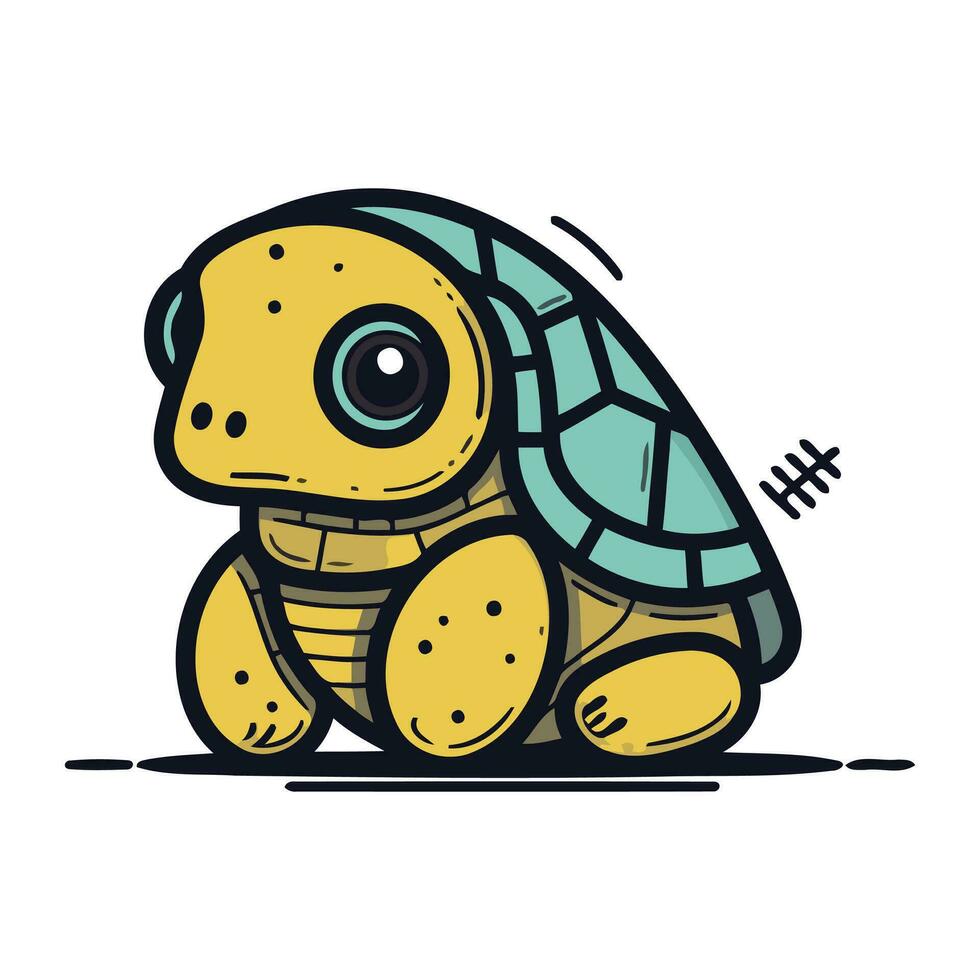 linda pequeño tortuga. vector ilustración. aislado en blanco antecedentes.