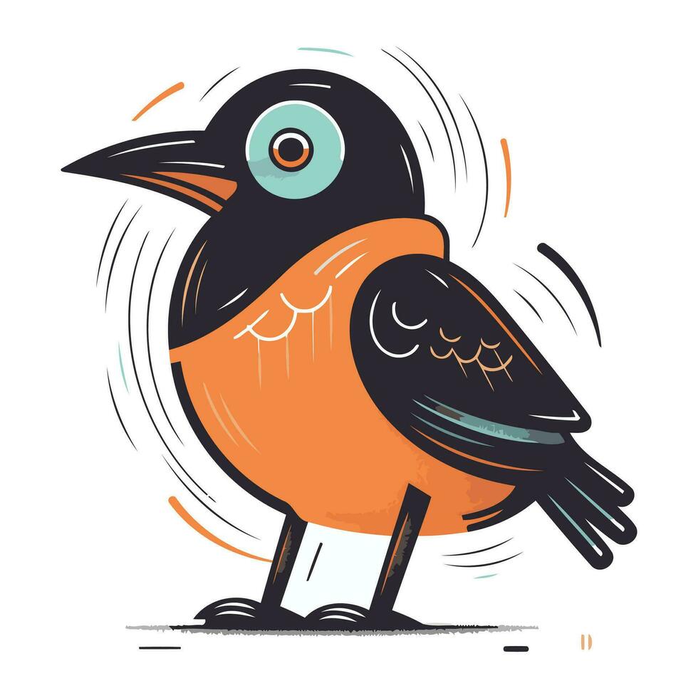 Cute cartoon vector illustration of a crow standing on its hind legs.