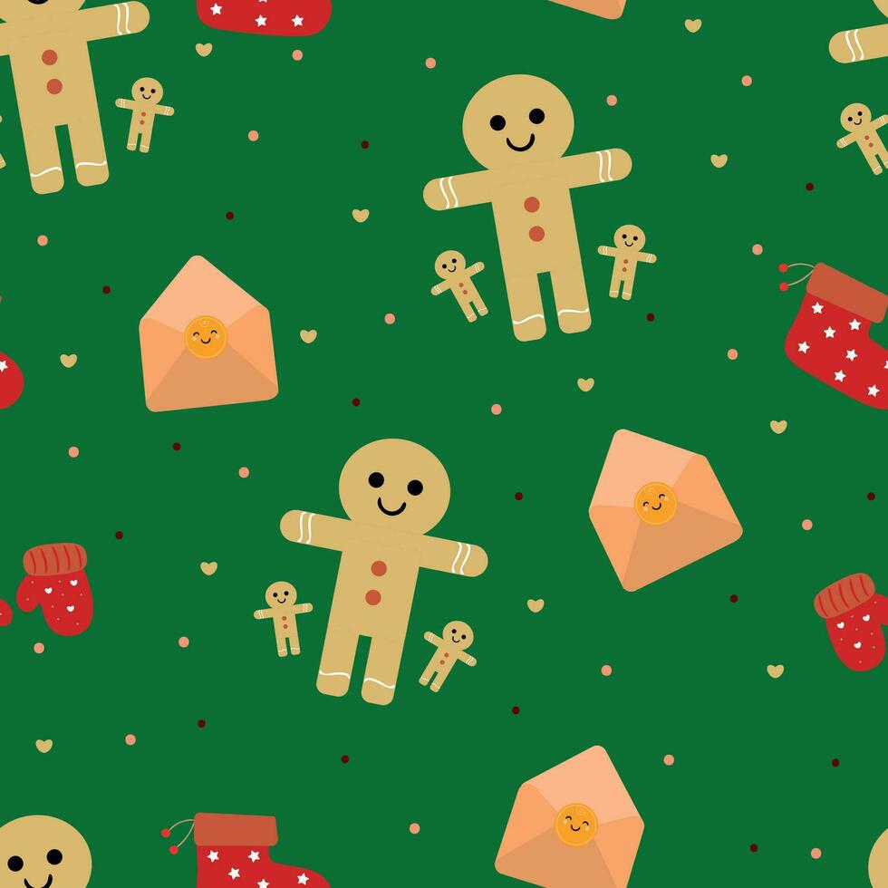 Cartoon Christmas seamless pattern, with Christmas illustrations. cute animal wallpaper for wrapping pape vector