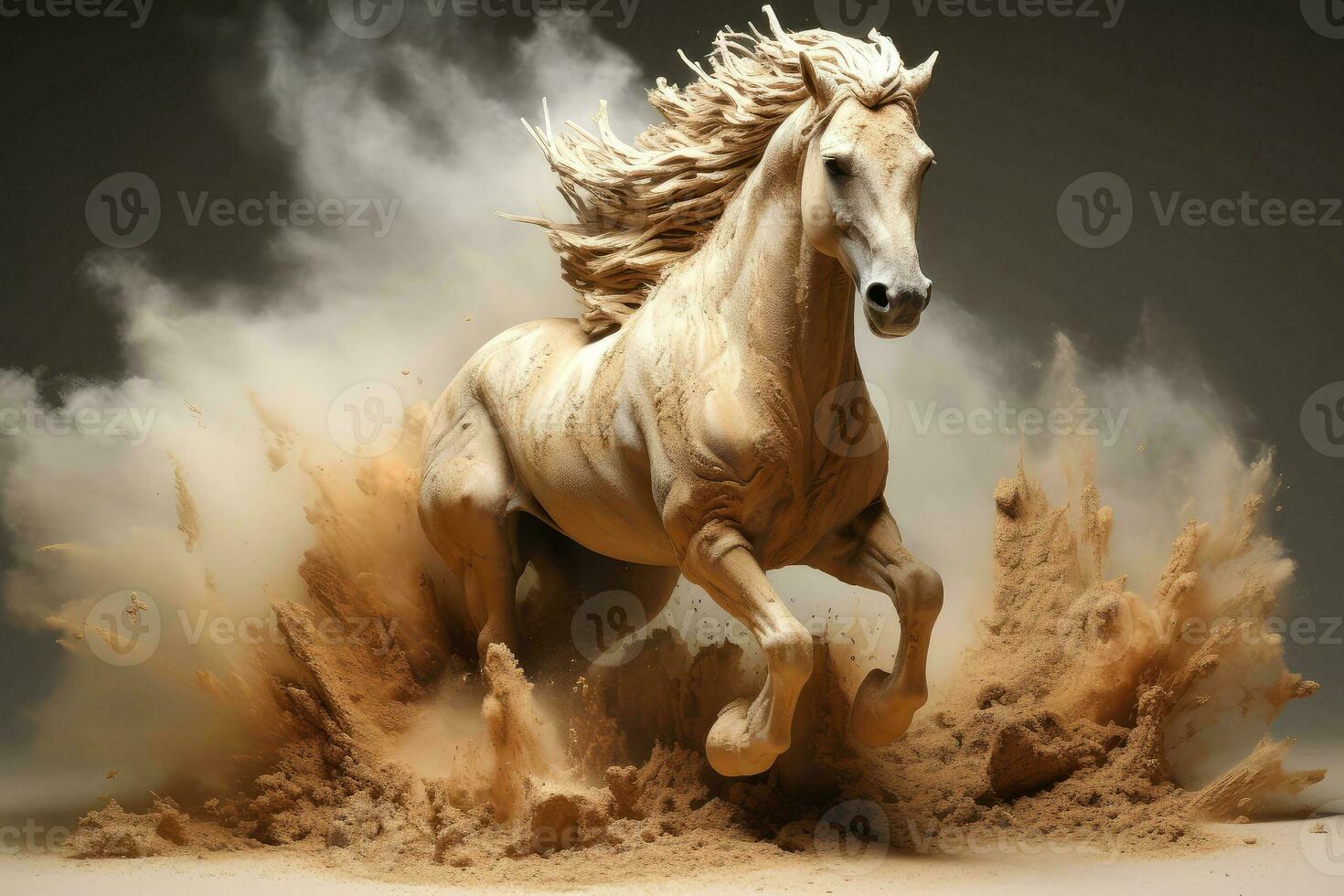 Abstract horse with complex motion and hazy color, Generative AI photo