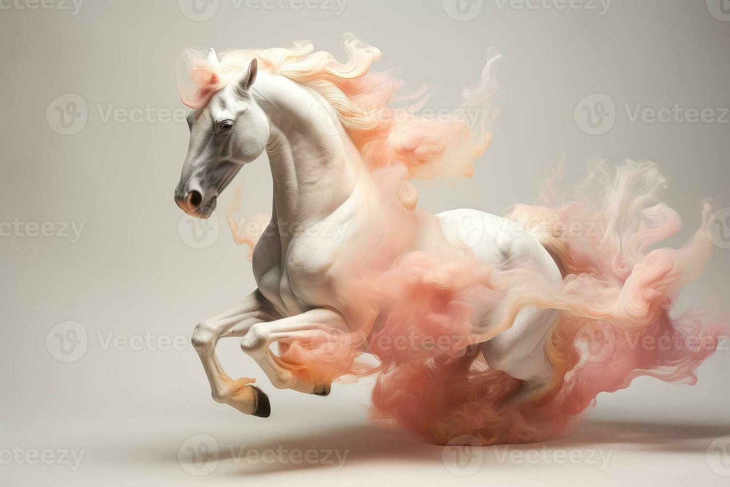 Abstract horse with complex motion and hazy color, Generative AI photo
