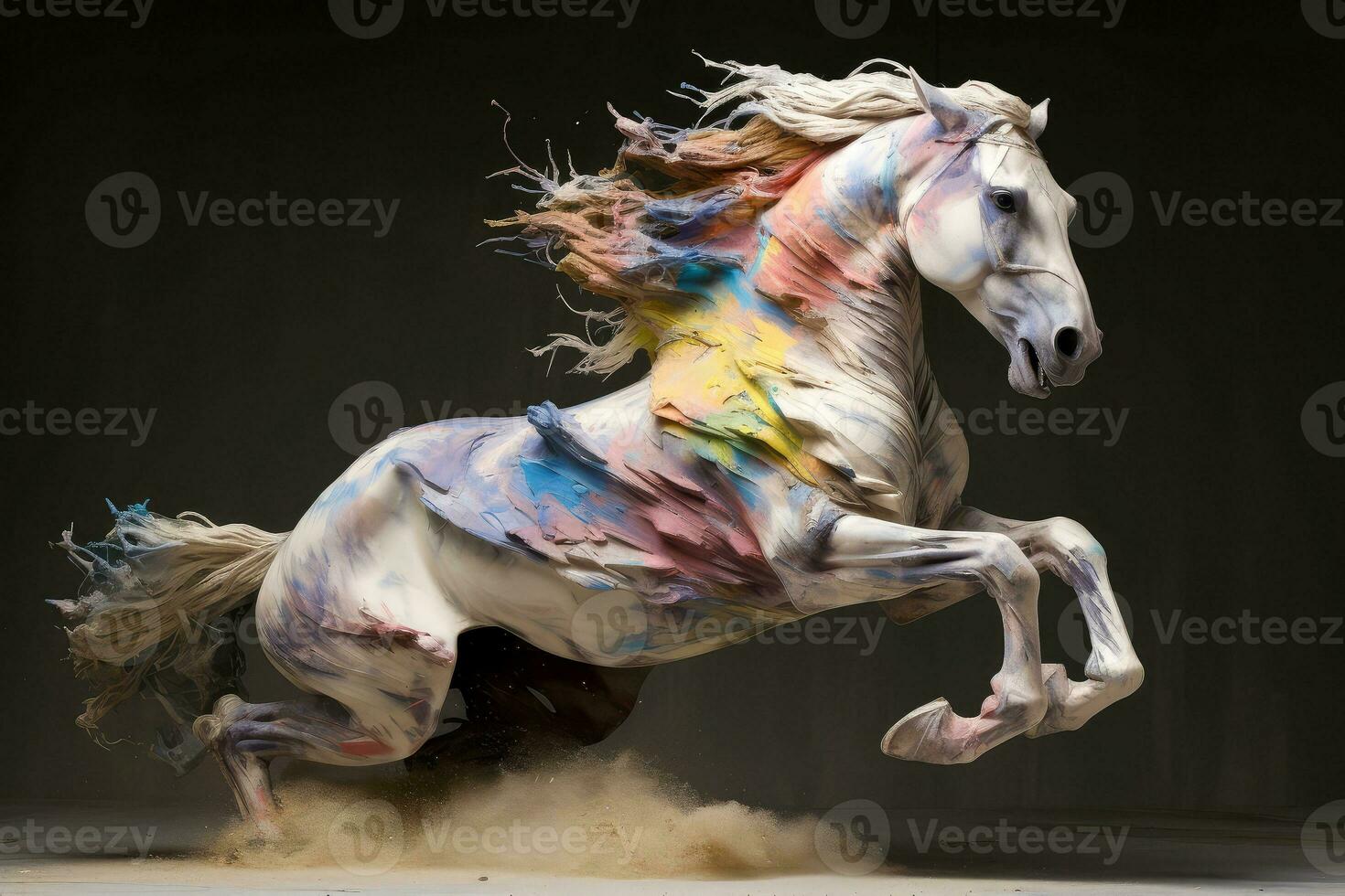 resumen caballo con complejo movimiento y brumoso color, generativo ai foto