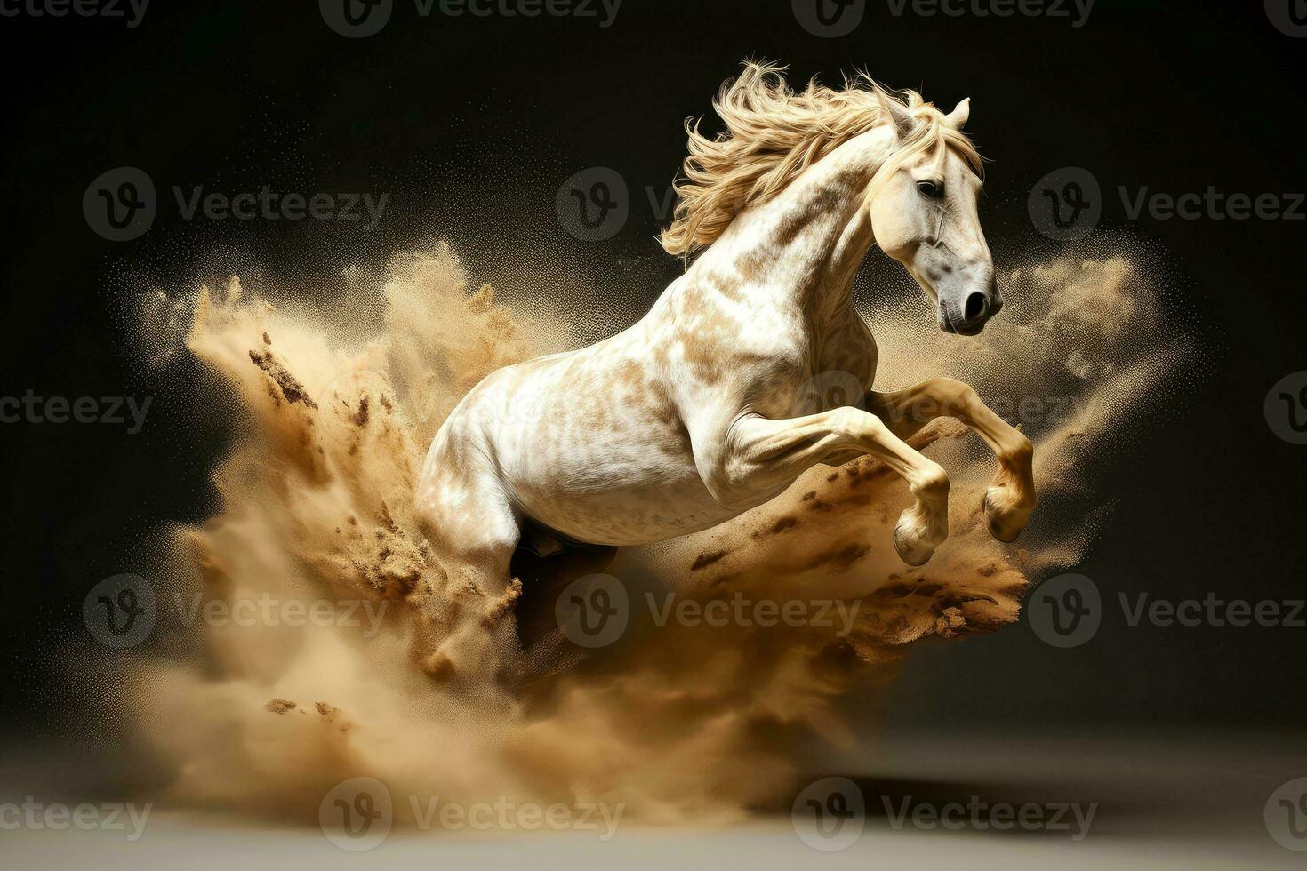 Abstract horse with complex motion and hazy color, Generative AI photo