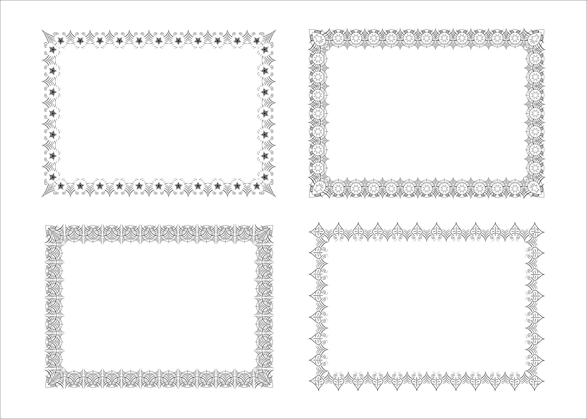 Vector photo frame border design and vector certificate border or
