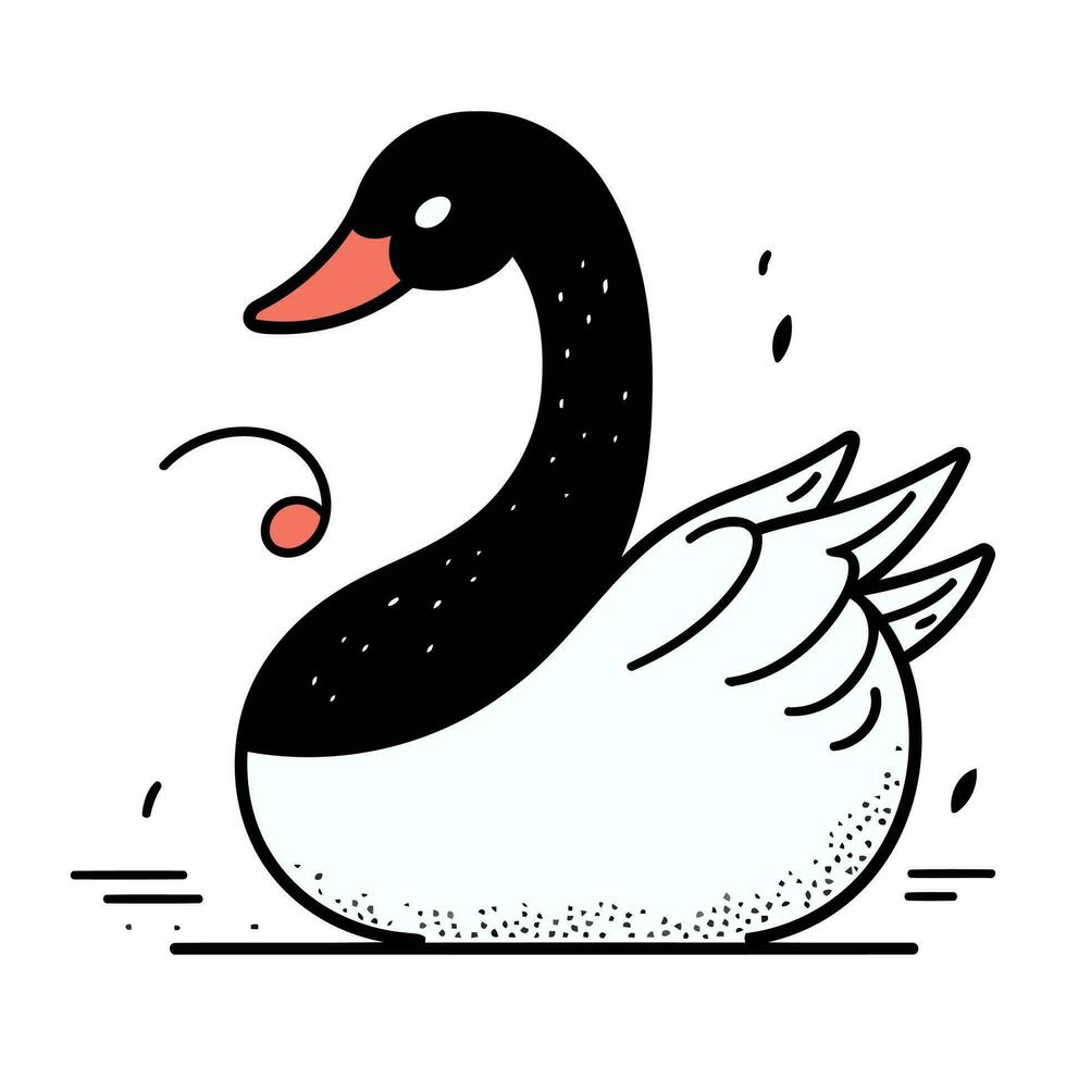 negro cisne. vector ilustración en garabatear estilo aislado en blanco antecedentes.