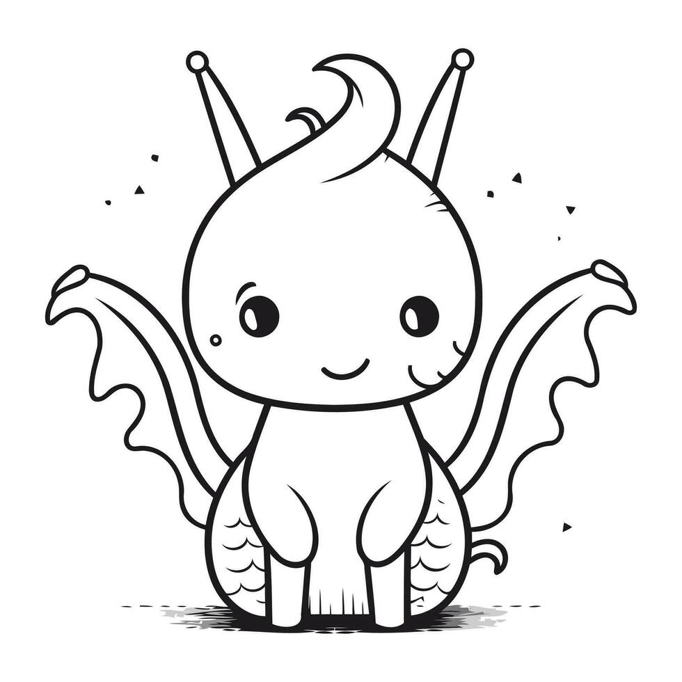 Cute cartoon dragon. Vector illustration isolated on a white background.