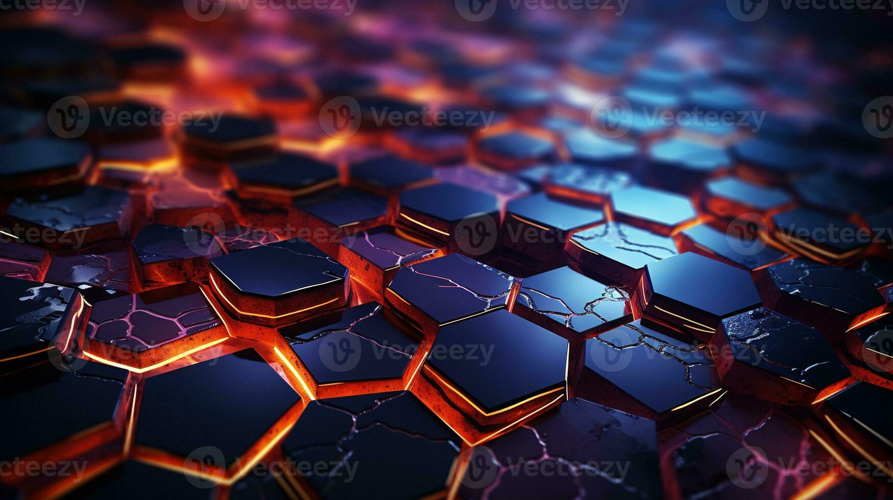 hexagonal harmony, digital art illustration, Generative AI photo