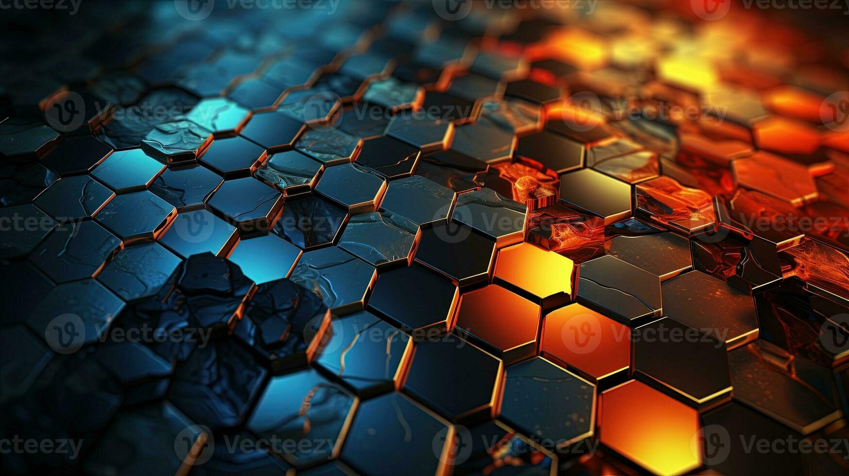 hexagonal harmony, digital art illustration, Generative AI photo