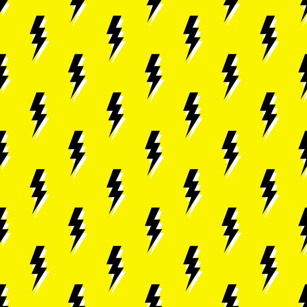 Thunder vector seamless pattern, wallpaper. Bolt symbol pattern. Yellow  seamless pattern with electric lightning bolts.