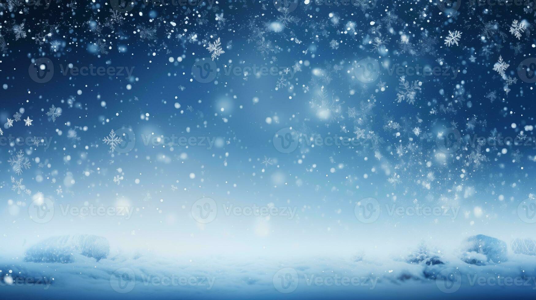 Winter background. Natural background. Falling snowflakes. Empty copy space. Place for text. AI Generated photo