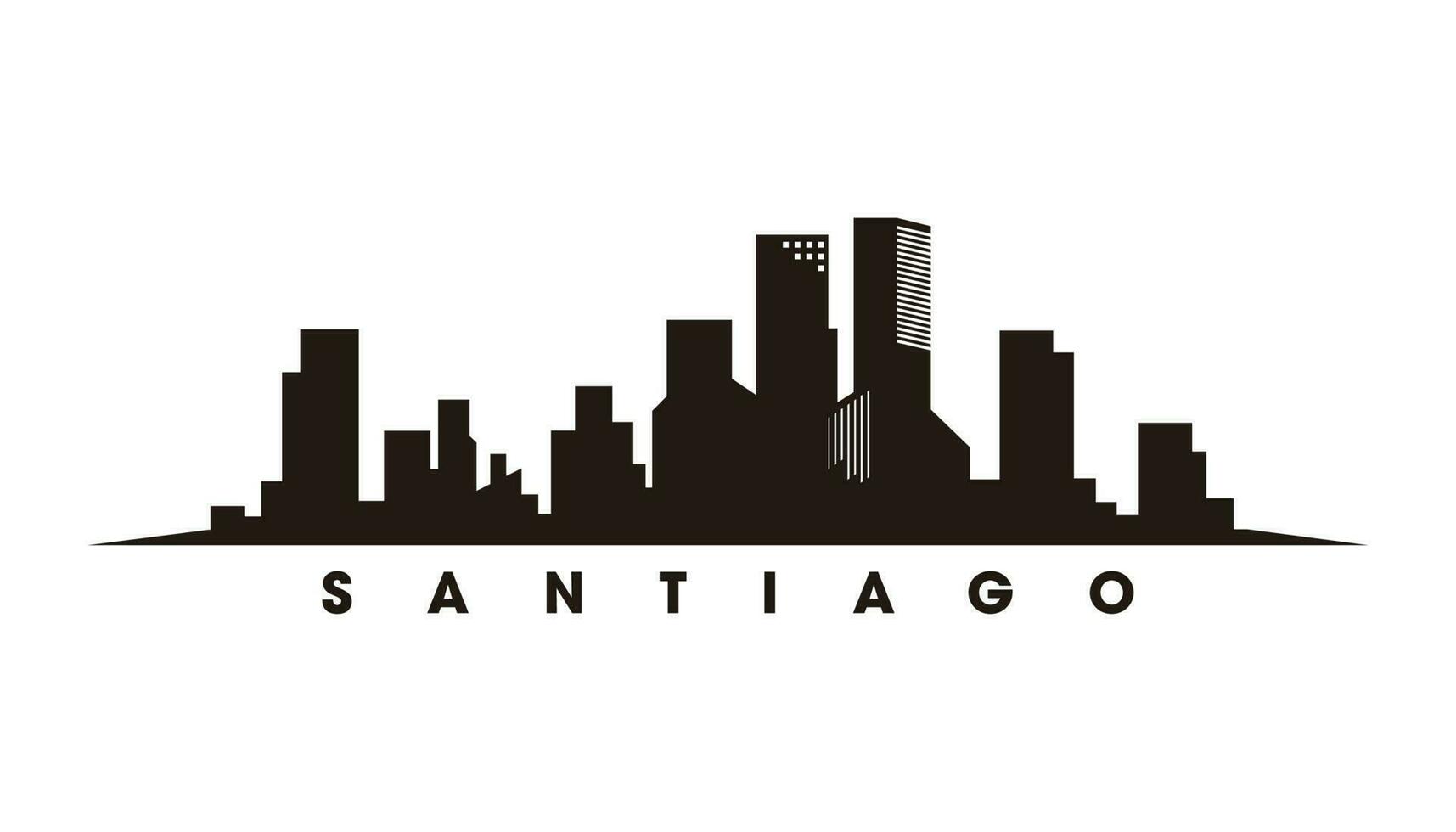 santiago horizonte y puntos de referencia silueta vector