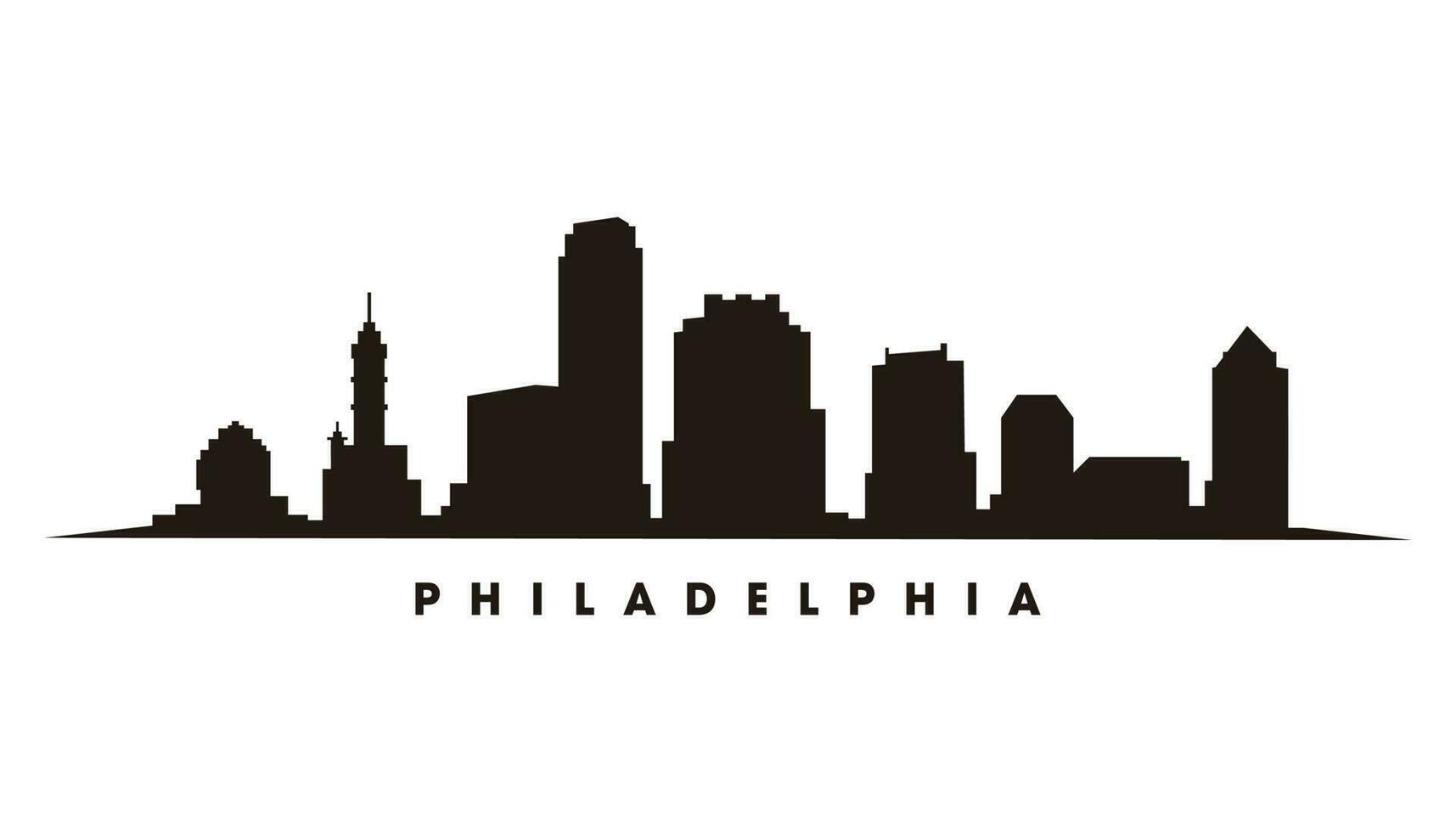 Filadelfia horizonte y puntos de referencia silueta vector