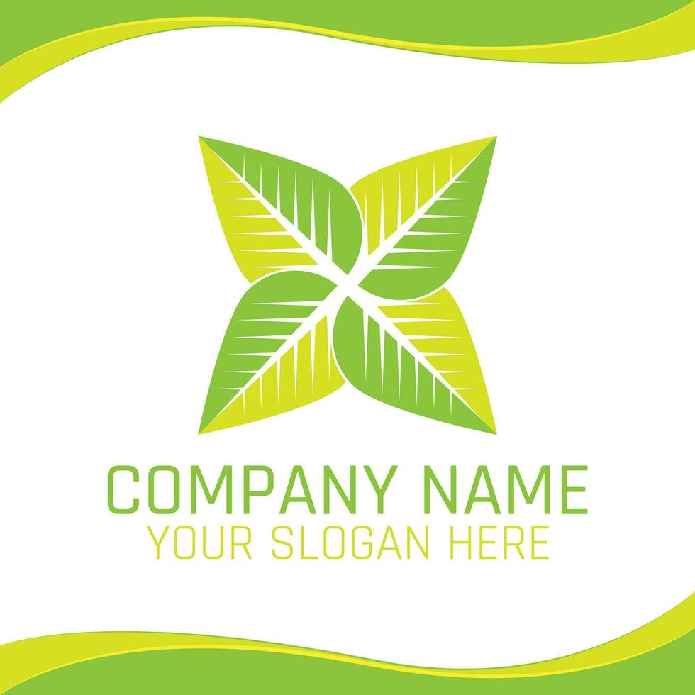 Green Leaf Eco Nature Vegan Logo for Ecology company or Health food Shop vector