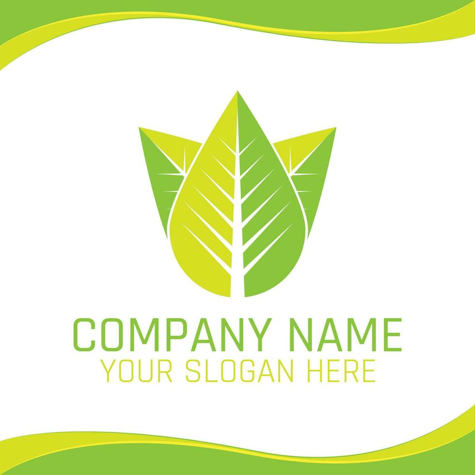 Green Leaf Eco Nature Vegan Logo for Ecology company or Health food Shop vector