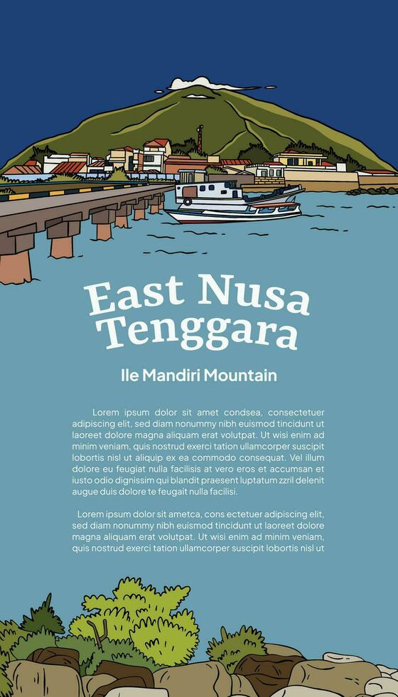 Social Media Post Idea Template with Indonesian illustration of East Nusa Tenggara vector