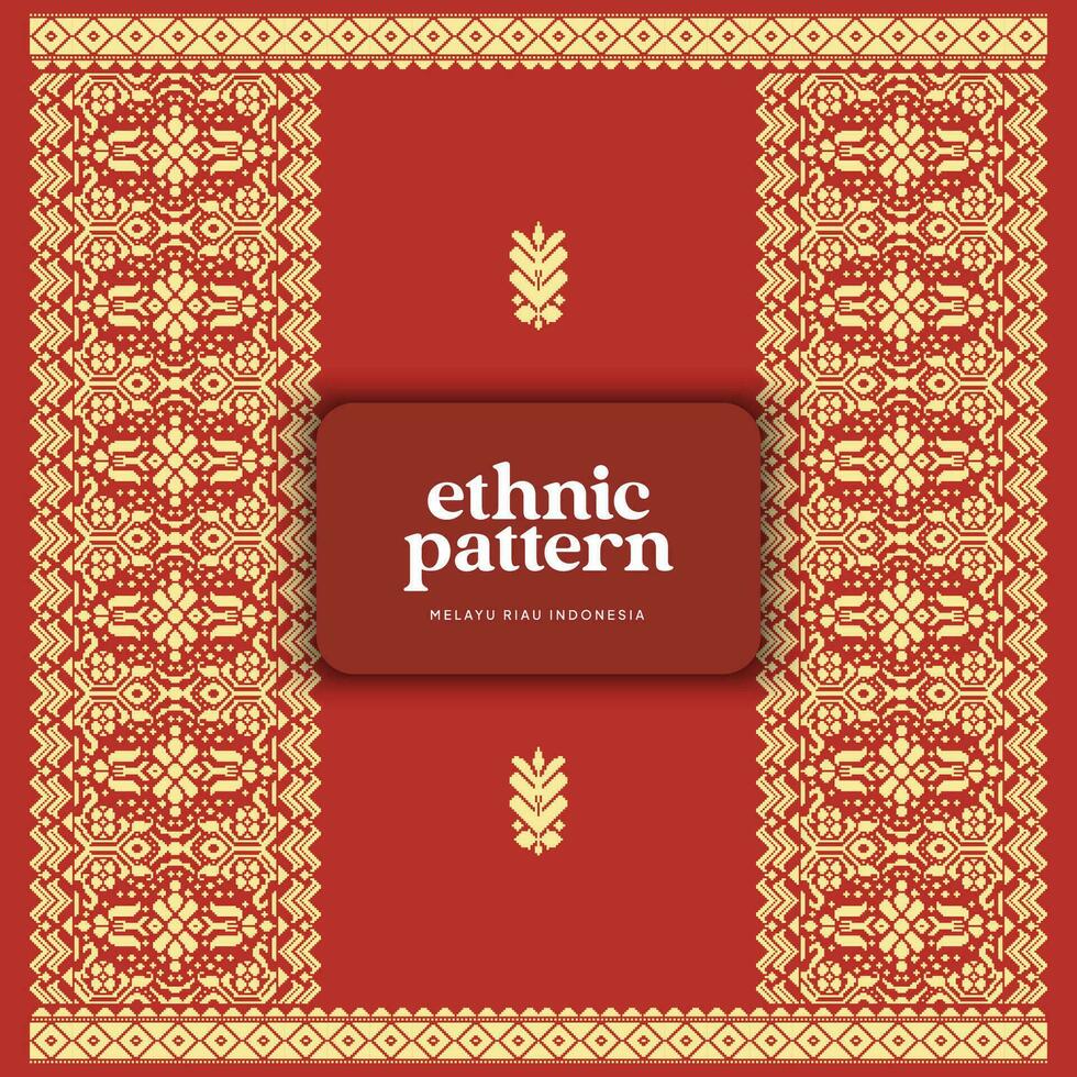 Tenun Indonesia Melayu Riau Pattern weaving background vector