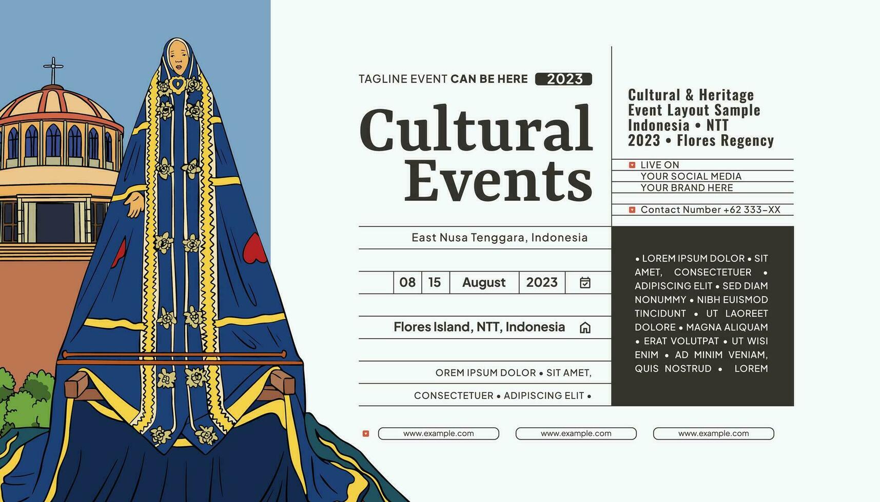 Clásico Indonesia Oeste nusa tenggara diseño diseño idea para social medios de comunicación o evento póster vector
