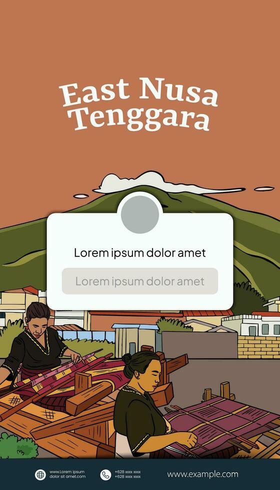 Social Media Post Idea Template with Indonesian illustration of East Nusa Tenggara vector