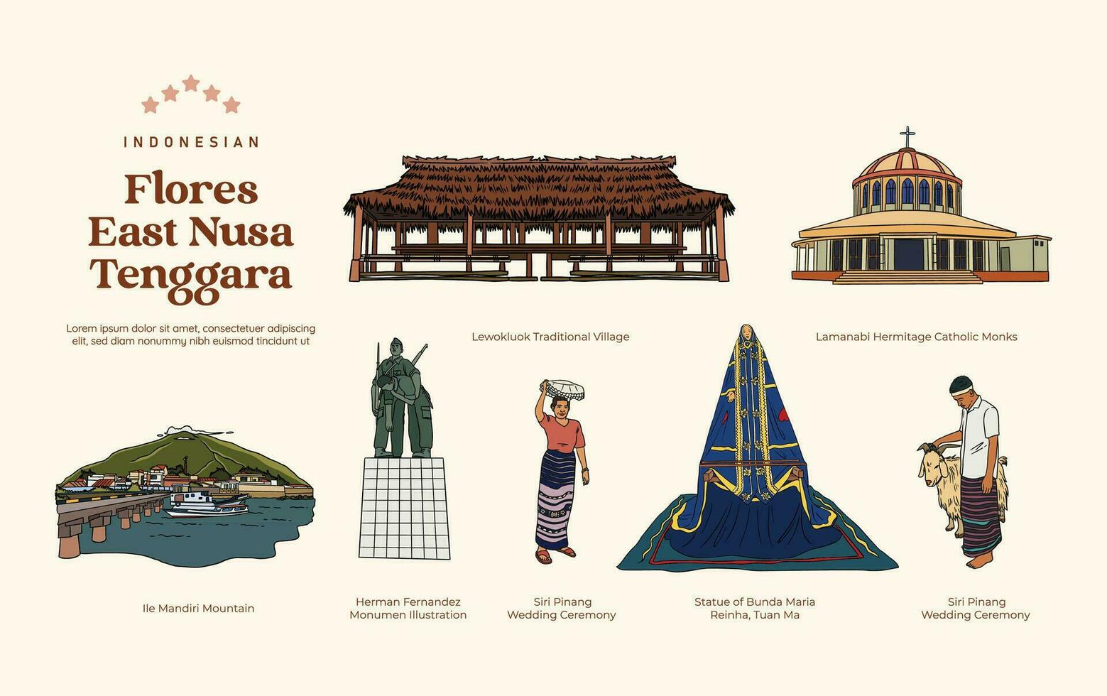 Isolated East Nusa Tenggara Indonesia Landmark Illustration vector