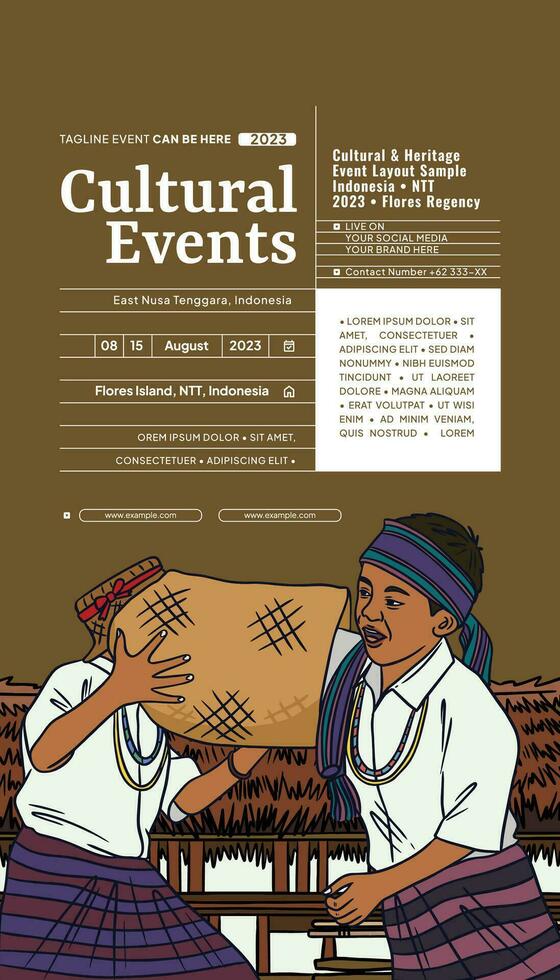 Vintage Indonesia West Nusa Tenggara design layout idea for social media or event poster vector