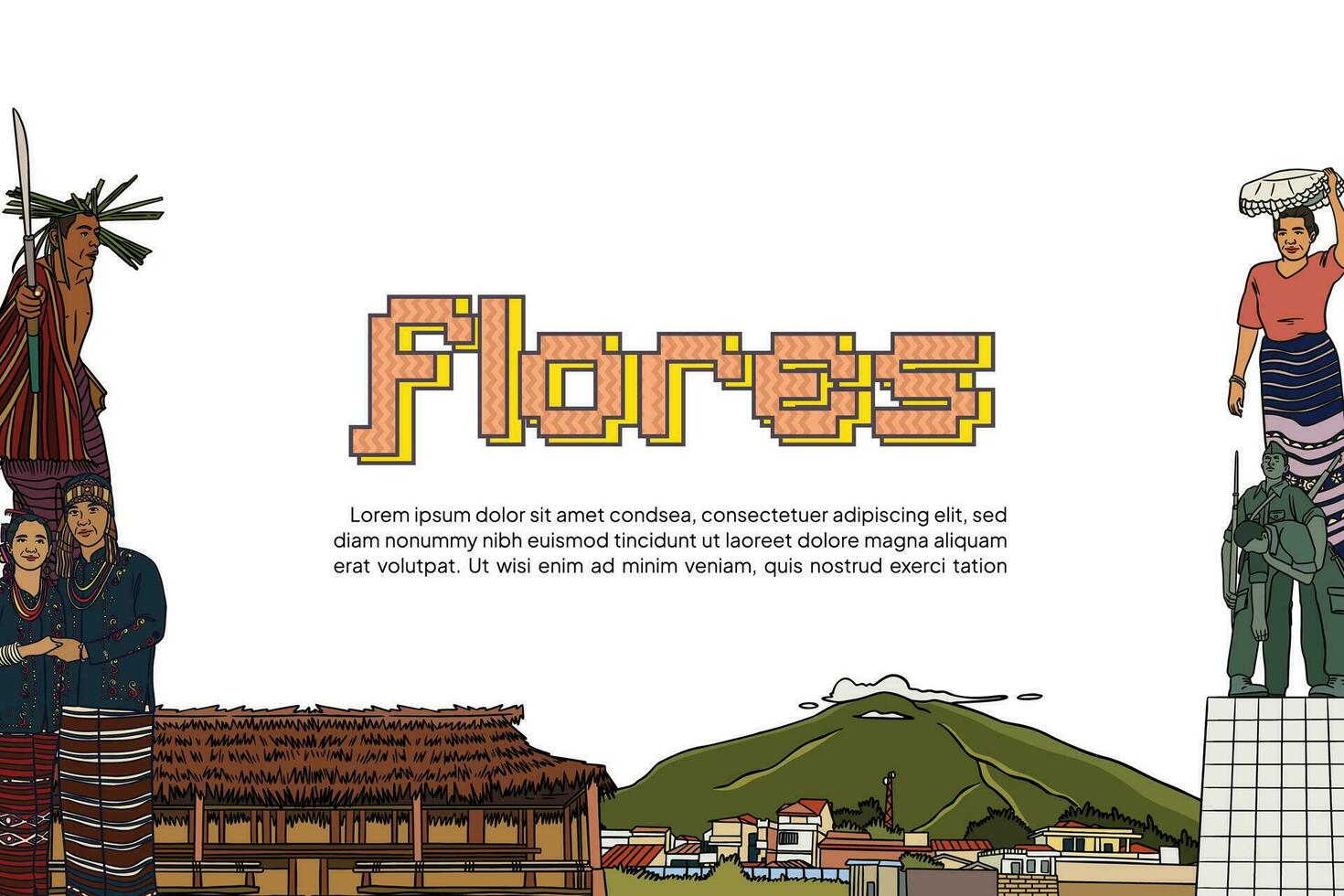 Creative Cultural design layout template background with Indonesian illustration of East Nusa Tenggara vector