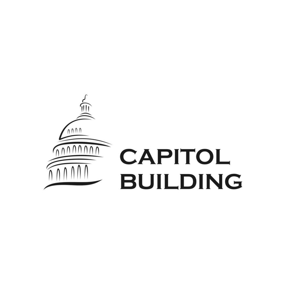 Capitolio edificio logo diseño ilustración vector, adecuado para tu diseño necesidad, logo, ilustración, animación, etc. vector