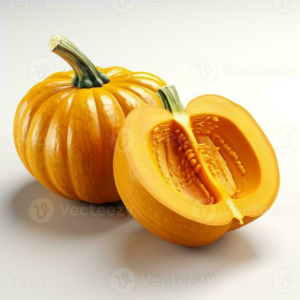 closeup photo of pumpkin on isolated white background Generative AI