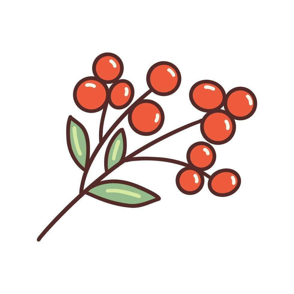 Sprig of red rowan simple vector illustration