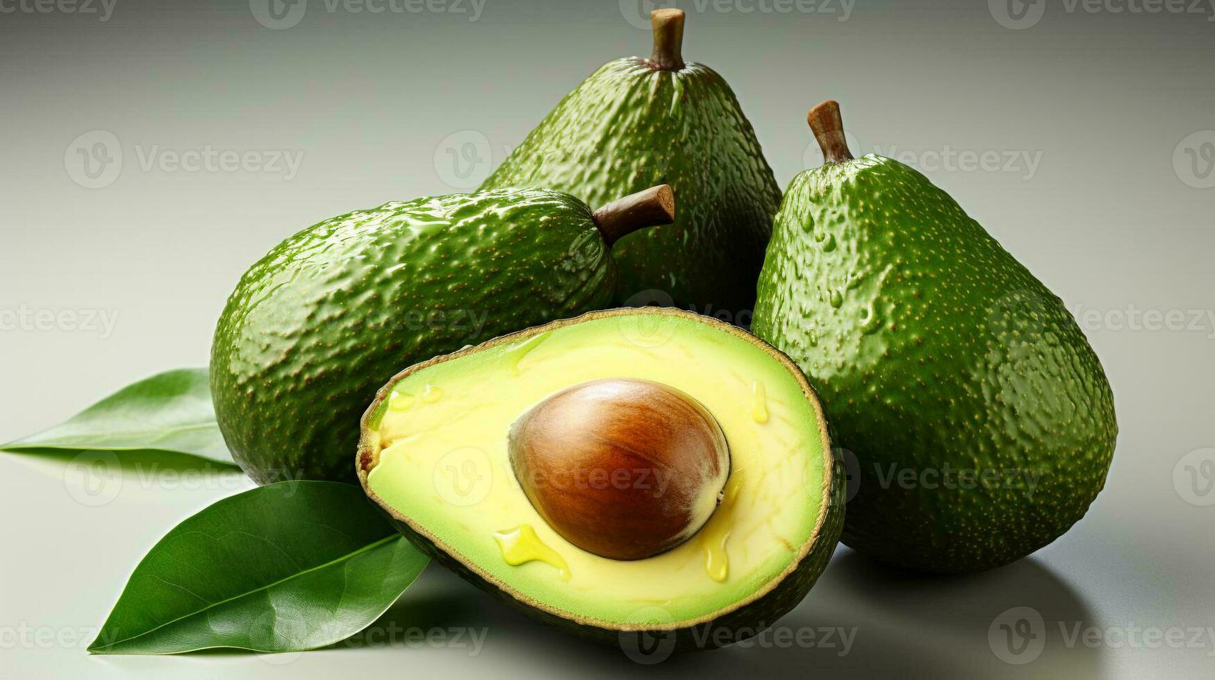 closeup photo of avocado fruit on isolated white background Generative AI