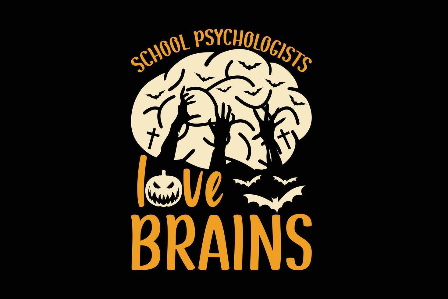 School Psychologists Love Brains Halloween Costume Party T-Shirt Design vector