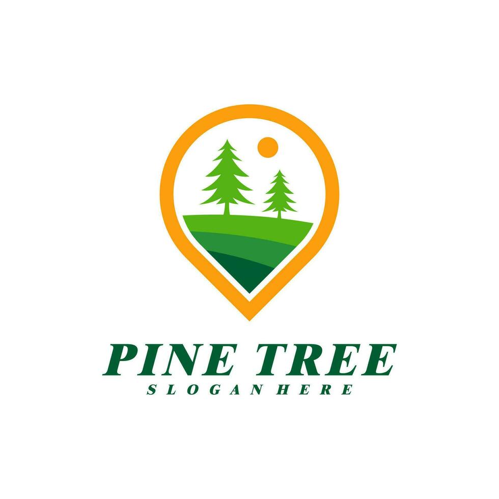 Pine Tree with Point logo design vector. Creative Pine Tree logo concepts template vector