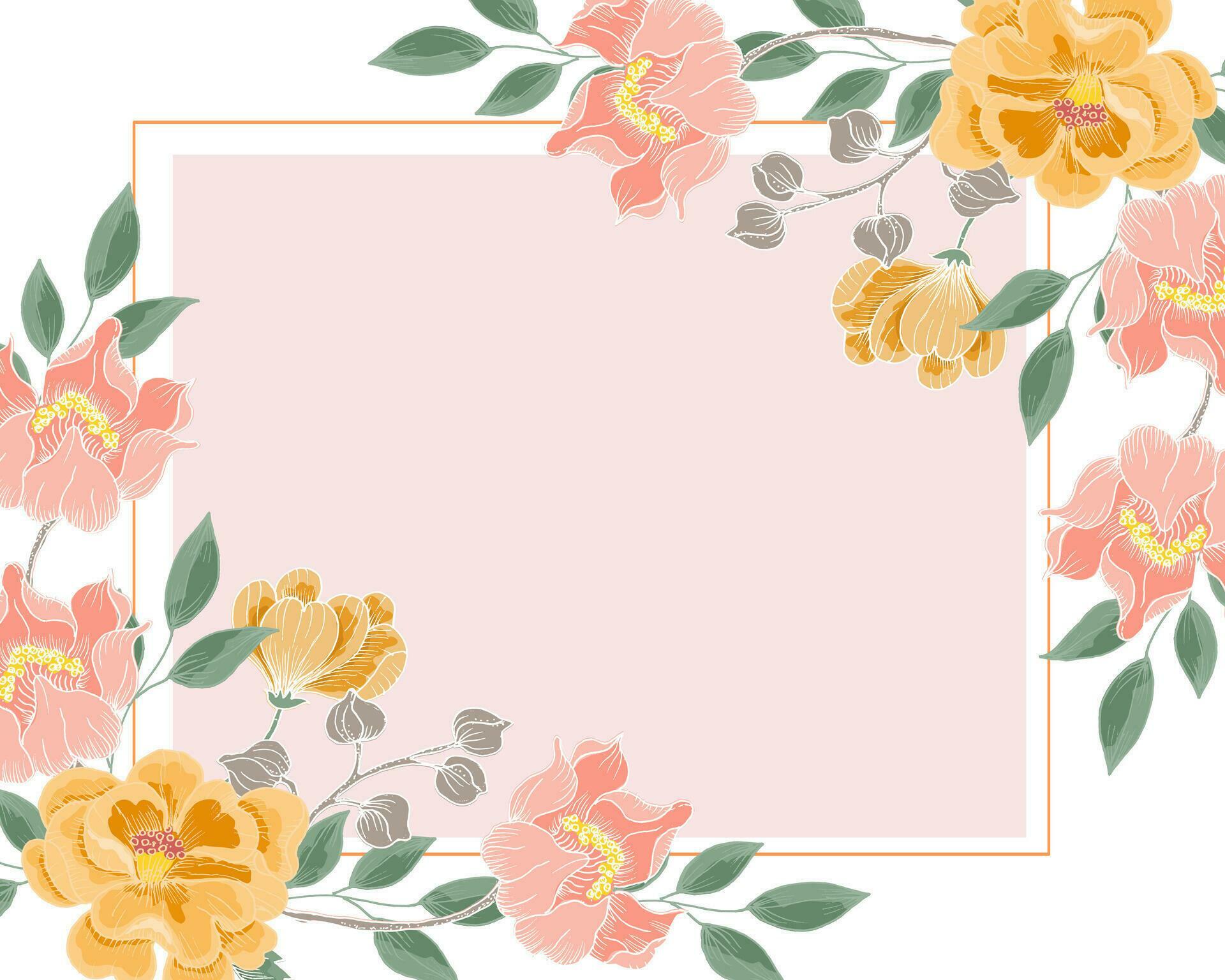 Hand Drawn Orange and Peach Flower Border 33329235 Vector Art at Vecteezy