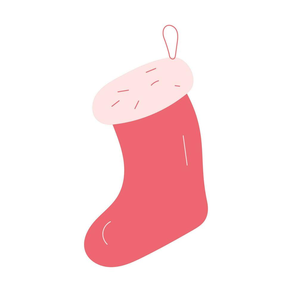 Christmas sock. Holiday Santa Claus winter sock for gifts. Vector illustration