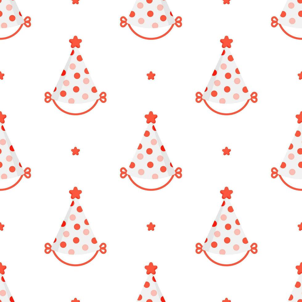 Cute Party hats seamless pattern on white background. vector