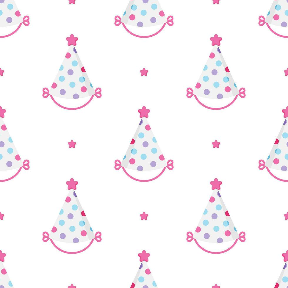 Cute Party hats seamless pattern on white background. vector