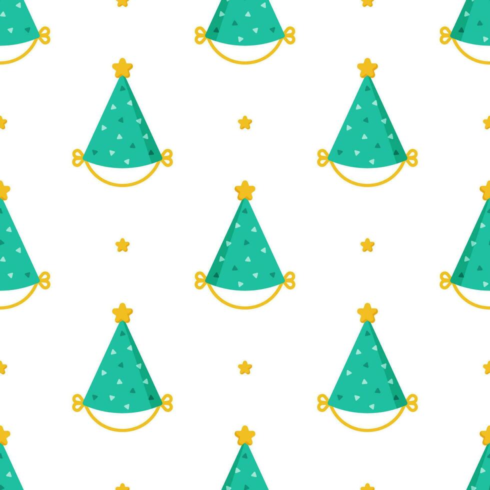 Cute Party hats seamless pattern on white background. vector
