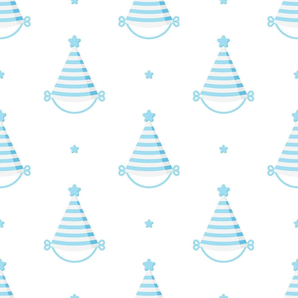 Cute Party hats seamless pattern on white background. vector